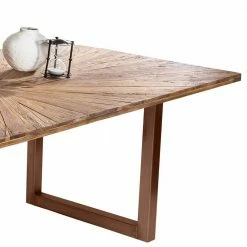 Esszimmer Esstisch Mit Altholz-Platte Aus Teak - Coras -Raik Shop esszimmer esstisch mit altholz platte aus teak buegelfuessen aus stahl in braun coras 03