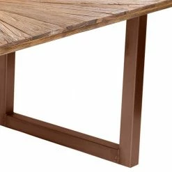 Esszimmer Esstisch Mit Altholz-Platte Aus Teak - Coras -Raik Shop esszimmer esstisch mit altholz platte aus teak buegelfuessen aus stahl in braun coras 05