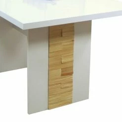 Esszimmertisch In Weiß Hochglanz Cosminaro Mit Kernbuche Natur -Raik Shop esszimmertisch in weiss hochglanz mit kernbuche natur cosminaro 02