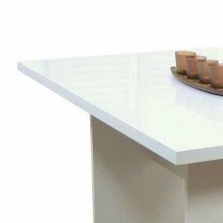 Esszimmertisch In Weiß Hochglanz Cosminaro Mit Kernbuche Natur -Raik Shop esszimmertisch in weiss hochglanz mit kernbuche natur cosminaro 03