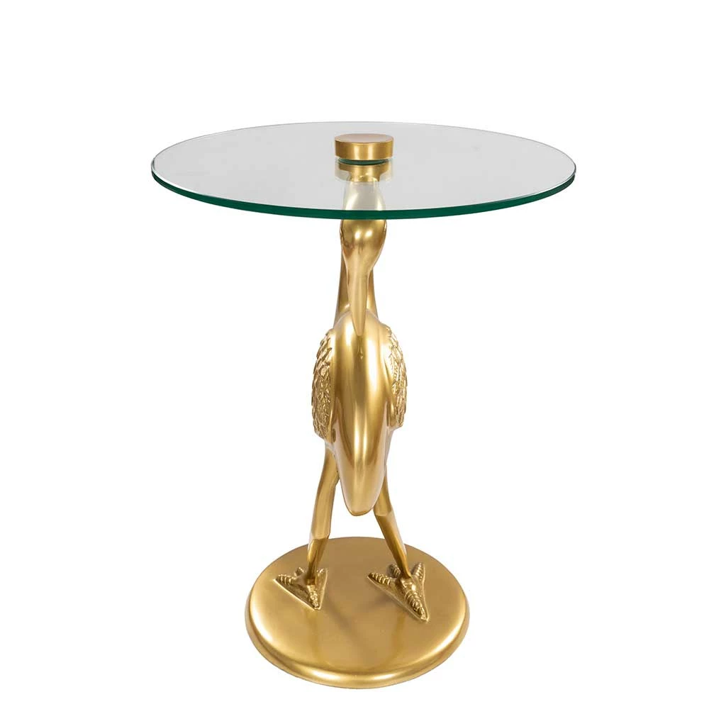 Glasstisch Mit Fuß In Gold Vogel Design - Ennah 7 Glasstisch Mit Fuß In Gold Vogel Design - Ennah – Bild 5