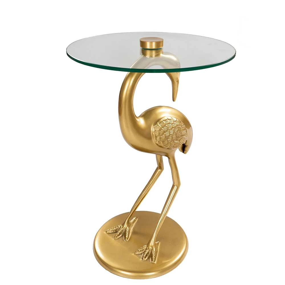 Glasstisch Mit Fuß In Gold Vogel Design - Ennah 3 Glasstisch Mit Fuß In Gold Vogel Design - Ennah
