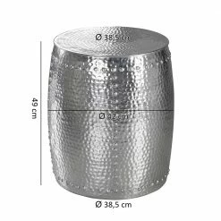 Handgearbeiteter Alu-Beistelltisch In Silber - Wake -Raik Shop handgearbeiteter alu beistelltisch in silber mit fass design wake 04