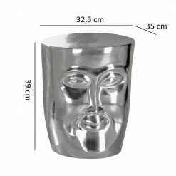 Handgearbeiteter Alu Designtisch Mit Gesicht - Frentin -Raik Shop handgearbeiteter alu designtisch mit gesicht in silber 33x39x33 cm frentin 04