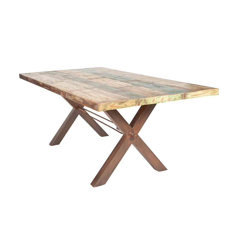 Industrie Esstisch Valcmeris In Braun Bunt 3 Industrie Esstisch Valcmeris In Braun Bunt