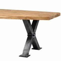 Industry Design Esstisch Aus Teak - Monument -Raik Shop industry design esstisch aus teak recyclingholz mit stahl x fuessen monument 03