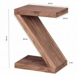 Kleiner Designertisch Vislan In Z-Form -Raik Shop kleiner designertisch z form holz massiv akazie natur vislan 02