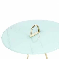 Kleiner Tisch In Weiß & Gold - Fakoa -Raik Shop kleiner tisch in weiss gold aus glas stahl 46x60x46 cm fakoa 05