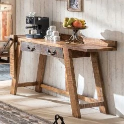 Konsolentisch Aus Massivholz Sandgestrahlt - Bahiro -Raik Shop konsolentisch aus massivholz sandgestrahlt mit metallgriffen bahiro 02
