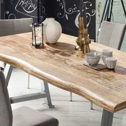 Küchentisch Mit Baumkante Mangobaum - Encantada -Raik Shop kuechentisch mit baumkante mangobaum a fussgestell in silber encantada 04