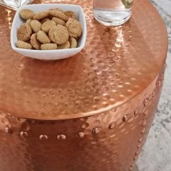 Kupferfarbener Metall-Tisch In Fassform - Sintma -Raik Shop kupferfarbener metall tisch in fassform aus aluminium sintma 02