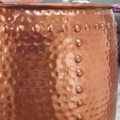 Kupferfarbener Metall-Tisch In Fassform - Sintma -Raik Shop kupferfarbener metall tisch in fassform aus aluminium sintma 03