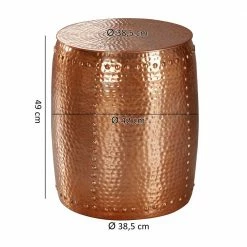 Kupferfarbener Metall-Tisch In Fassform - Sintma -Raik Shop kupferfarbener metall tisch in fassform aus aluminium sintma 04