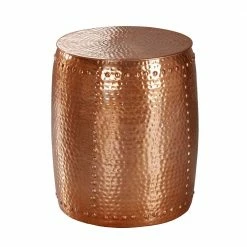 Kupferfarbener Metall-Tisch In Fassform - Sintma