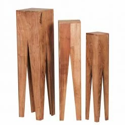 Landhaus Blumenständer Set Pisino Aus Massivholz Naturbelassen (dreiteilig)