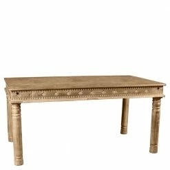 Mango Holztisch Geschnitzt & Gedrechselt - Runiasa