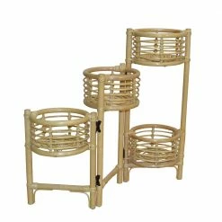 Rattan Blumenständer In Beige Top Für 4 Töpfe