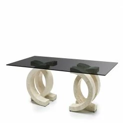 Rauchglas Esstisch Mit Designgestell - Sandja