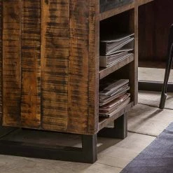 Recyclingholz Schreibtisch 120x50 Cm - Bahiro -Raik Shop recyclingholz schreibtisch 120x50 cm im industrial style bahiro 03