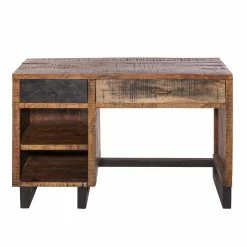 Recyclingholz Schreibtisch 120x50 Cm - Bahiro -Raik Shop recyclingholz schreibtisch 120x50 cm im industrial style bahiro 04