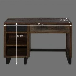 Recyclingholz Schreibtisch 120x50 Cm - Bahiro -Raik Shop recyclingholz schreibtisch 120x50 cm im industrial style bahiro be