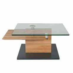 Rollbarer Design Wohnzimmertisch Sonni Mit Glas -Raik Shop rollbarer design wohnzimmertisch mit glas wildeiche massiv sonni 02