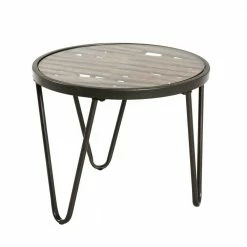 Raik Shop -Raik Shop runder beistelltisch mit glas holz stahlgestell 52 cm caleo 01