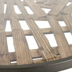 Runder Beistelltisch Mit Glas & Holz - Caleo -Raik Shop runder beistelltisch mit glas holz stahlgestell 52 cm caleo 02