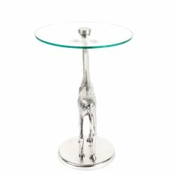 Runder Glas Beistelltisch Mit Giraffe Als Fuß - Fenya -Raik Shop runder glas beistelltisch mit giraffe als fuss aus aluminium fenya 04