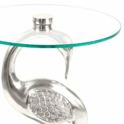 Runder Glas Beistelltisch Mit Vogel Design Fuß - Lanaga -Raik Shop runder glas beistelltisch mit vogel design fuss aus aluminium lanaga 05