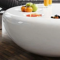 Runder Wohnzimmer Designtisch In Weiß Glänzend - Profi -Raik Shop runder wohnzimmer designtisch in weiss glaenzend aus kunststoff profi 02