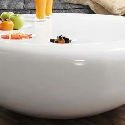 Runder Wohnzimmer Designtisch In Weiß Glänzend - Profi -Raik Shop runder wohnzimmer designtisch in weiss glaenzend aus kunststoff profi 03