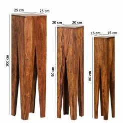 Rustikale Holz Blumensäule Set Pisinon Aus Sheesham (dreiteilig) -Raik Shop rustikale holz blumensaeule set sheesham landhausstil pisinon 02