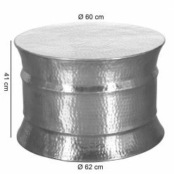 Silberfarbener Couchtisch Aus Aluminium - Lucaz -Raik Shop silberfarbener couchtisch aus aluminium in zylinderform 62x41x62 lucaz 02