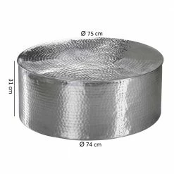 Silberner Design-Couchtisch Handgearbeitet - Masao -Raik Shop silberner design couchtisch handgearbeitet aus aluminium masao 04