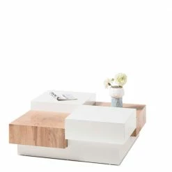 Stauraum Couchtisch Mit Sockelgestell - Tizianov -Raik Shop stauraum couchtisch mit sockelgestell in weiss eiche dekor tizianov 02