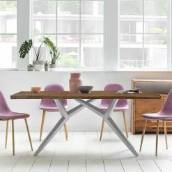 Teak Altholztisch Mit Designgestell - Wemdi -Raik Shop teak altholztisch mit designgestell aus metall in altsilberfarben wemdi 02