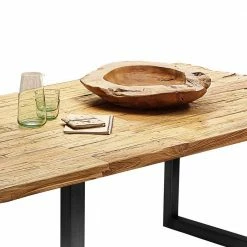 Teakholz Esstisch Aus Rustikalem Recyclingholz - Aranon -Raik Shop teakholz esstisch aus rustikalem recyclingholz mit schwarzem buegelgestell aranon 04