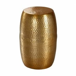 Tonnenförmiger Beistelltisch Aus Alu In Gold - Nathalie