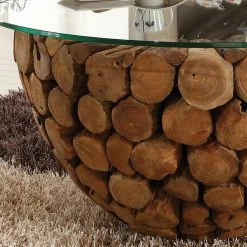 Ungewöhnlicher Couchtisch Eradis Mit Runder Glasplatte -Raik Shop ungewoehnlicher couchtisch runder glasplatte teak massivholz eradis 03