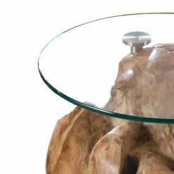 Uriger Ablagetisch In Rund - Booniota -Raik Shop uriger ablagetisch in rund aus glas teak wurzel massiv booniota 02