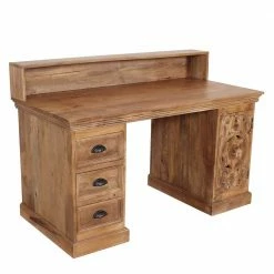 Vintage Schreibtisch Aus Massivholz White Wash - Runiasa -Raik Shop vintage schreibtisch aus massivholz white wash mit aufsatz schubladen tuer runiasa 03