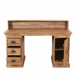 Vintage Schreibtisch Aus Massivholz White Wash - Runiasa -Raik Shop vintage schreibtisch aus massivholz white wash mit aufsatz schubladen tuer runiasa 04