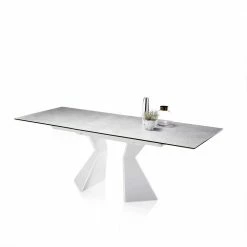 Weißer Design Esstisch Nikadina Mit Glas Keramik Platte