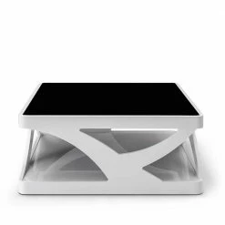 Weißer Hochglanz Couchtisch Mit Schwarzglas - Yunike -Raik Shop weisser hochglanz couchtisch mit schwarzglas platte modernes design yunike 01