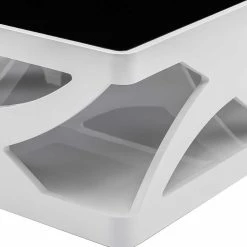 Weißer Hochglanz Couchtisch Mit Schwarzglas - Yunike -Raik Shop weisser hochglanz couchtisch mit schwarzglas platte modernes design yunike 02