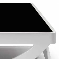 Weißer Hochglanz Couchtisch Mit Schwarzglas - Yunike -Raik Shop weisser hochglanz couchtisch mit schwarzglas platte modernes design yunike 04