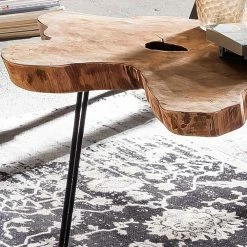 Wohnzimmer Sofatisch Mit Organischer Form - Teako -Raik Shop wohnzimmer sofatisch mit organischer form aus recyclingholz teak mit hair pin legs teako 02