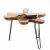 Wohnzimmer Sofatisch Mit Organischer Form - Teako -Raik Shop wohnzimmer sofatisch mit organischer form aus recyclingholz teak mit hair pin legs teako f