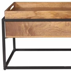 Wohnzimmertisch Mit Tablett & Staufach - Imhelia -Raik Shop wohnzimmertisch mit tablett staufach aus holz akazie metall schwarz imhelia 04